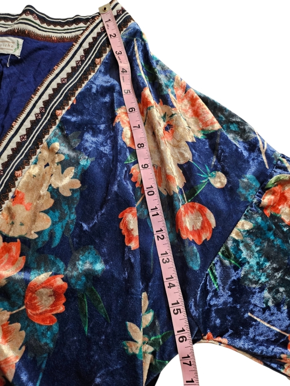 Loveriche LG Calliope Boho Festival Velour Floral Kimono Jacket Drop Shoulder - Picture 12 of 14